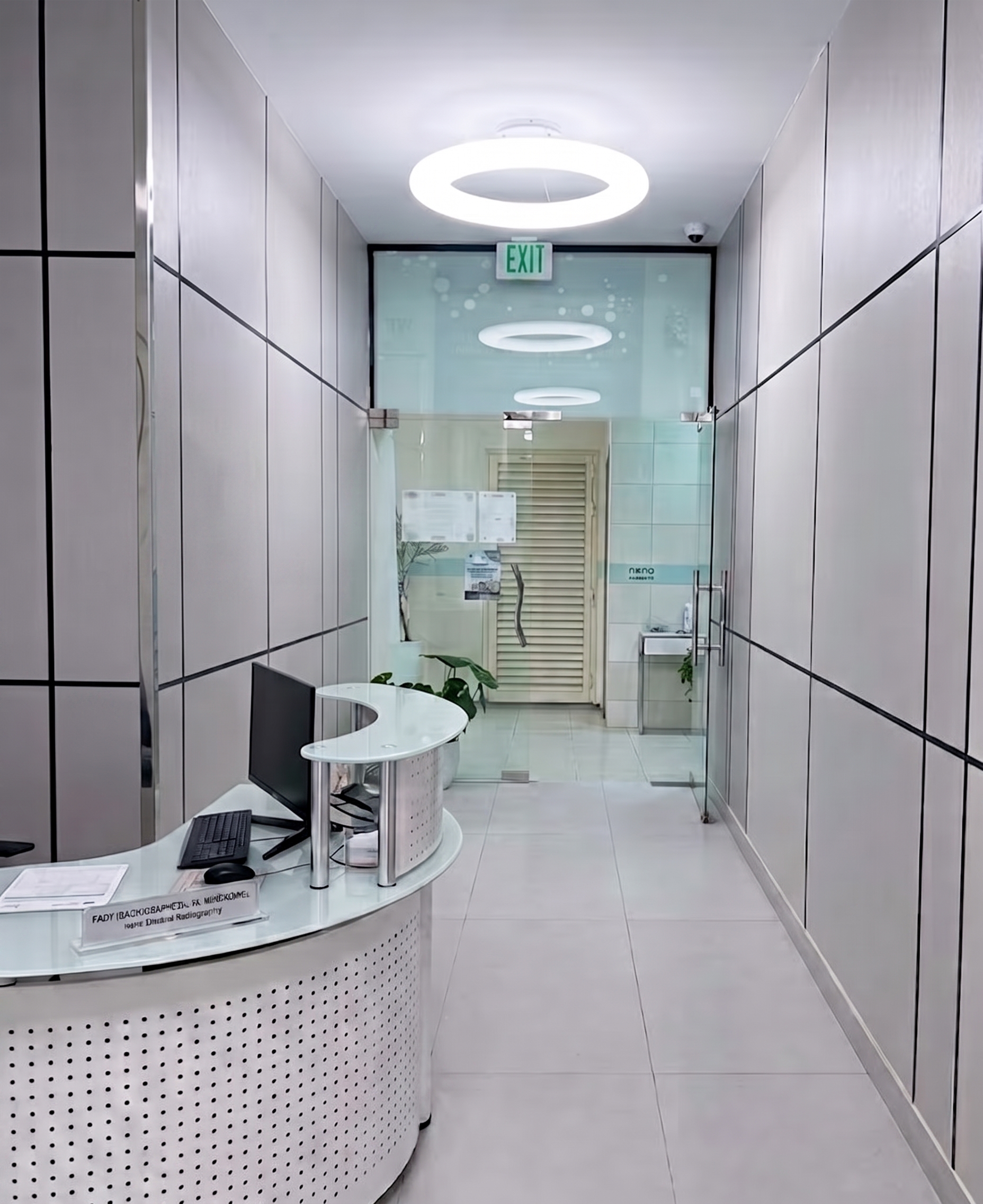 Reception and information area at Al Mustaqbal Medical Fitness Examination Center